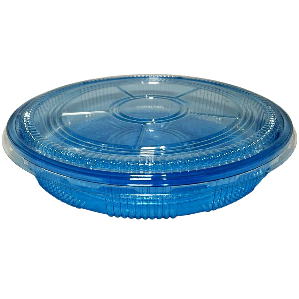 BX PACKAGING - CLEAR BLUE WITH LIDS 11IN ROUND SUSHI TRAYS 120CT