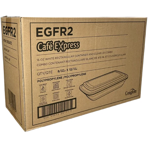 CAFE EXPRESS - WHITE RECTANGLE CONTAINER COMBO 16OZ 12x8 EA - Image 2