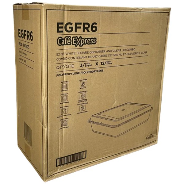 CAFE EXPRESS - WHITE RECTANGLE CONTAINER COMBO 52OZ 12x3 EA - Image 2
