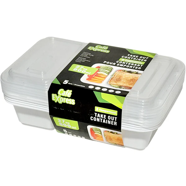 CAFE EXPRESS - WHITE BASE 2-COMPARTMENT TAKE OUT 800ML 5PK - Image 2