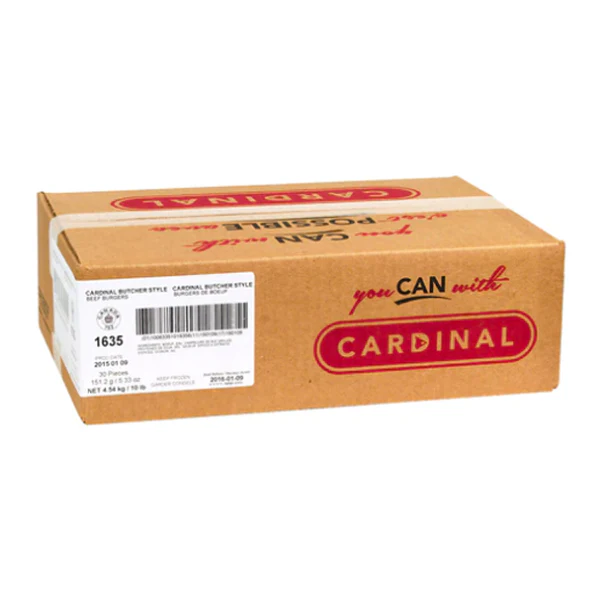 CARDINAL - BUTCHER STYLE BEEF BURGERS 5.33 OZ 4.54KG - Image 2