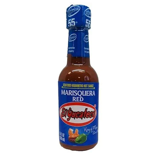 EL YUCATECO - MARSIQUERA RED/ SEAFOOD HABANERO HOT SAUCE 120ML