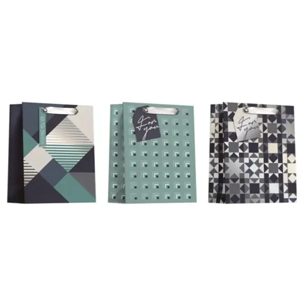 EPC - BLACK/GREEN GEOMETRIC GIFTBAG LARGE 3STYLES 1 UN - Image 2