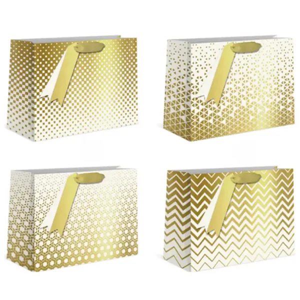 EPC - GOLD/WHITE HORIZONTAL STAMP LARGE PREMIUM GIFTBAG 4STYLE 1UN