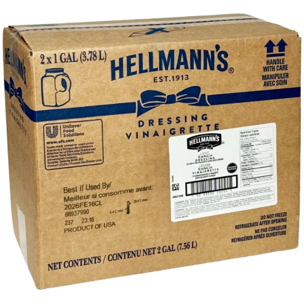 HELLMANNS - LIGHT RANCH DRESSING 2x3.78LT - Image 2