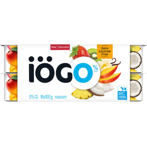 IOGO - 0% VANILLA, MANGO, STRAWBERRY KIWI, PINEAPPLE COCONUT BANANA 3x16x100 GR