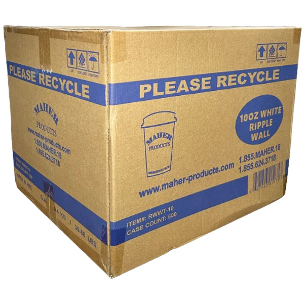 MAHER PRODUCTS - 10oz WHITE RIPPLE WALL CUP 20x25 PK - Image 2