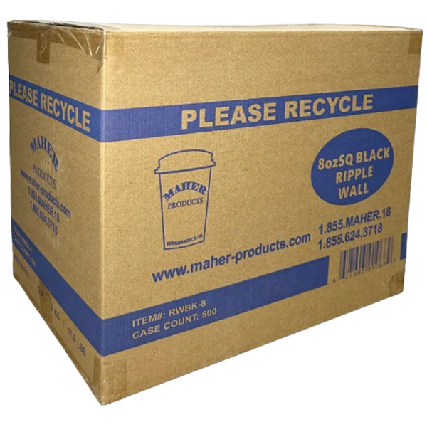 MAHER PRODUCTS - 8oz SQUAT BLACK RIPPLE WALL CUP 20x25 PK - Image 2