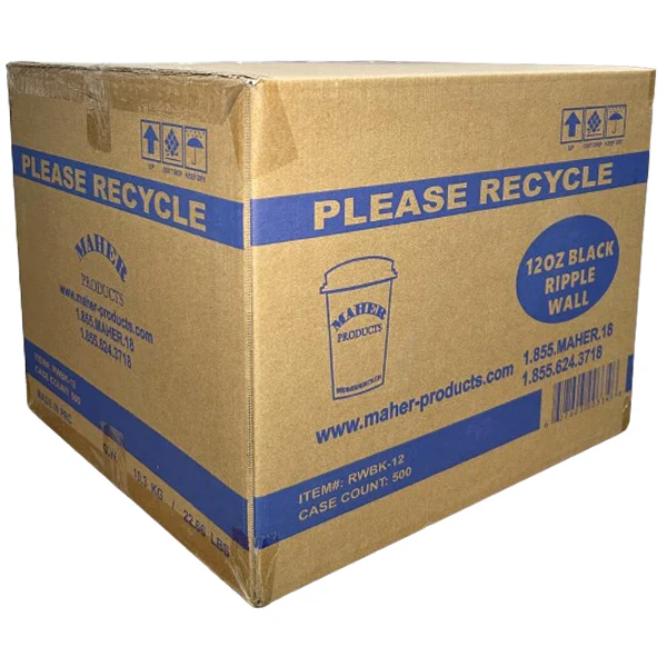 MAHER PRODUCTS - 12oz BLACK RIPPLE WALL CUP 20x25 PK - Image 2