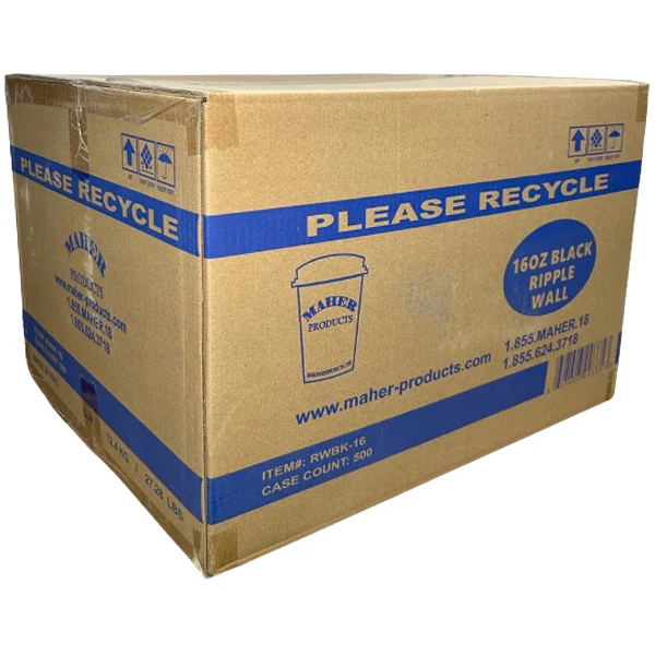 MAHER PRODUCTS - 16oz BLACK RIPPLE WALL CUP 20x25 PK - Image 2