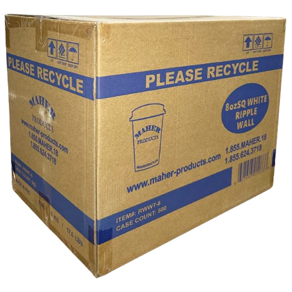 MAHER PRODUCTS - 8oz SQUAT WHITE RIPPLE WALL CUP 20x25 PK - Image 2