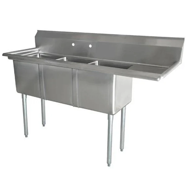 OMEGA - 2424TWSRD 3 COMPARTMENT WITH 18" RIGHT DRAIN 24x24x14