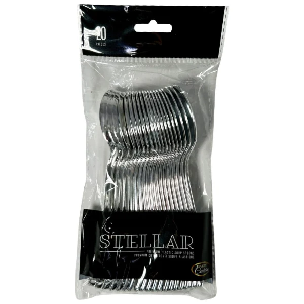 PARTY CAUTURE - STELLER SILVER SOUP SPOONS 20PK - Image 2