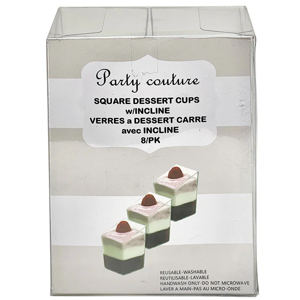 PARTY COUTURE - CLEAR SQUARE INCLINE MOUSSE CUP 8 PK - Image 2