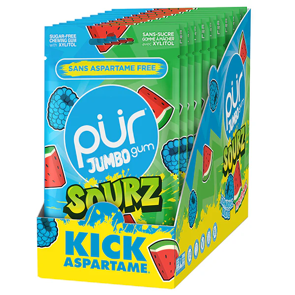 PUR - JUMBO GUM SOURZ BLUE RASPBERRY WATERMELON 10x81 GR - Image 2