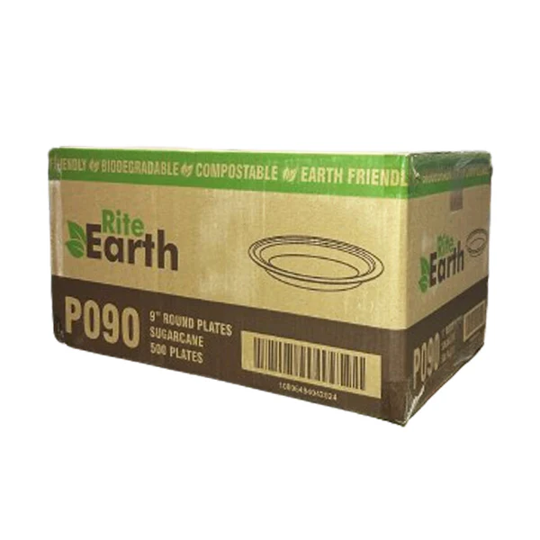 RITE EARTH - 9in BAGASSE ROUND PLATES 500CT - Image 2
