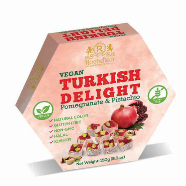 ROCHEFLEUR - VEGAN TURKISH DELIGHTS POMEGRANATE & PISTACHIO 150GR