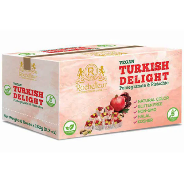ROCHEFLEUR - VEGAN TURKISH DELIGHTS POMEGRANATE & PISTACHIO 8x150 GR - Image 2