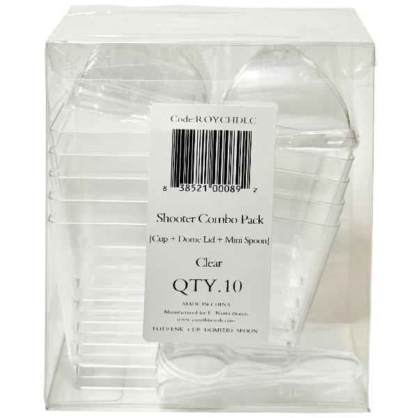 ROYAL - COMBO- SHOOTER CUP/ DOME LID & CLEAR MINI SPOON 10CT - Image 2