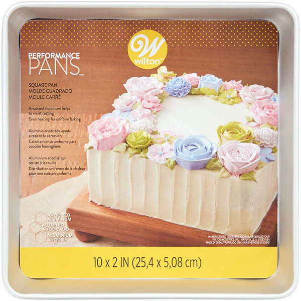 WILTON - PERFORMANCE PAN ALUMINUM 10IN SQUARE CAKE AND BROWNIE 3x1 UN